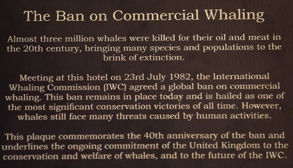 Commemorative plaque for the Ban on Commercial Whaling