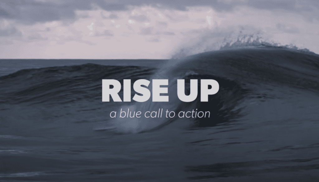 RISE UP a blue call to action banner